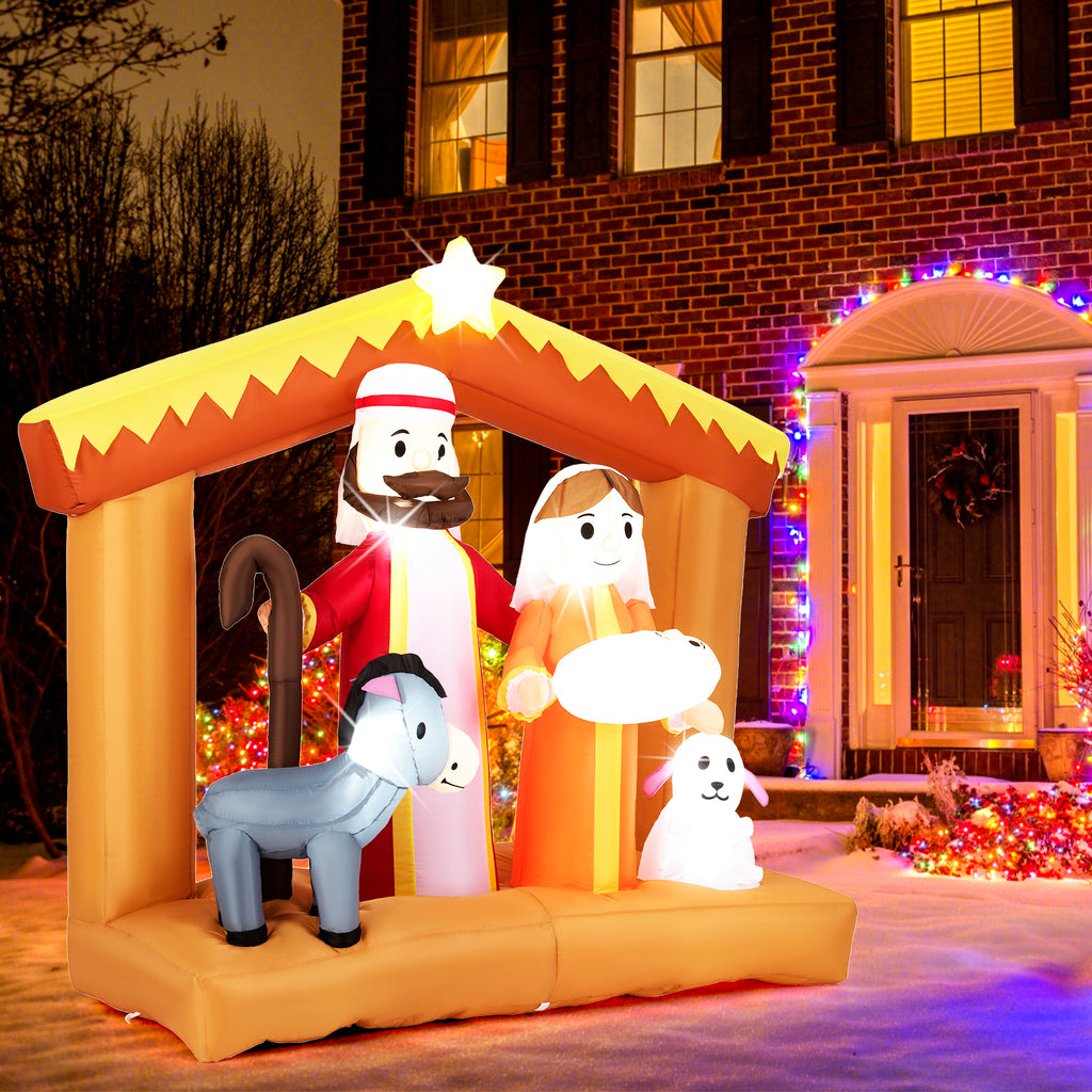 Christmas Inflatable Nativity Scene with LED Lights for Outdoor Decor
