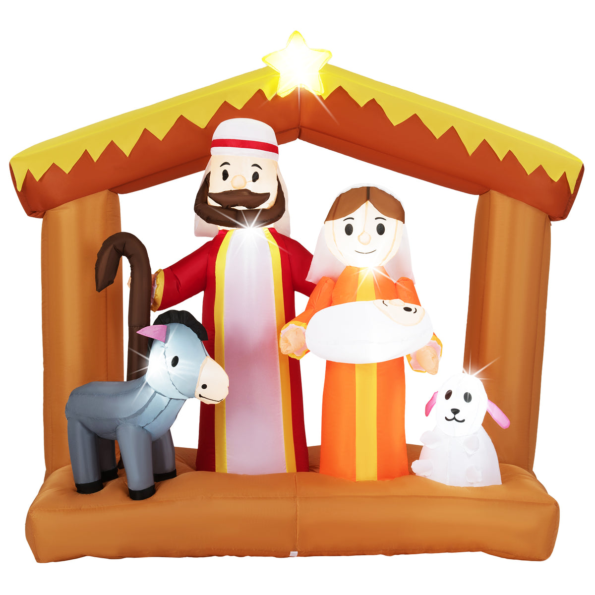 Christmas Inflatable Nativity Scene with LED Lights for Outdoor Decor