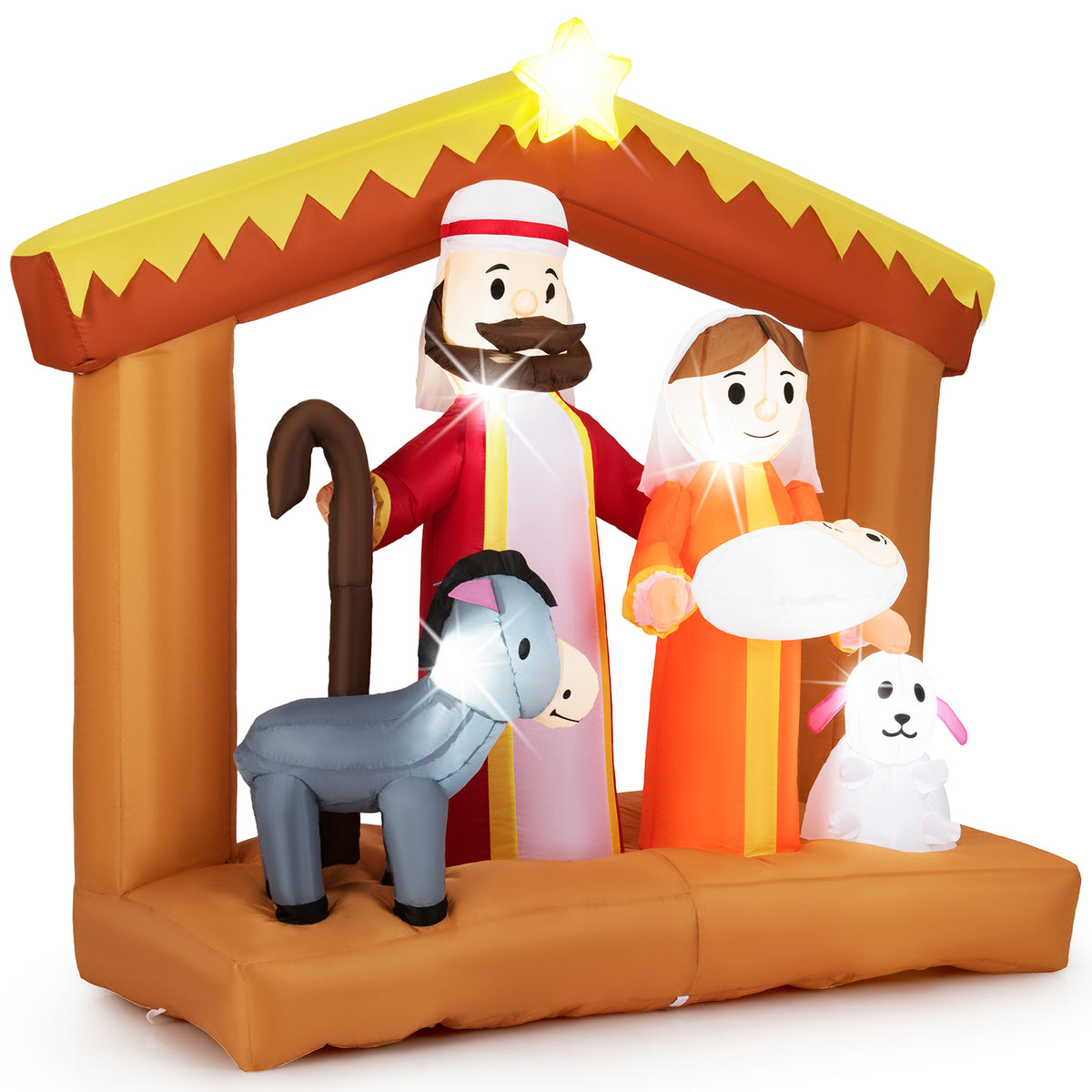 Christmas Inflatable Nativity Scene with LED Lights for Outdoor Decor