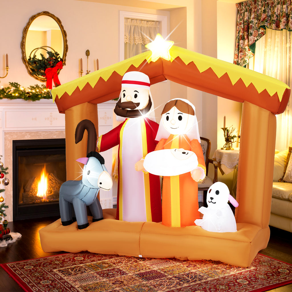 Christmas Inflatable Nativity Scene with LED Lights for Outdoor Decor