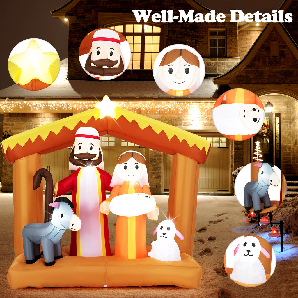 Christmas Inflatable Nativity Scene with LED Lights for Outdoor Decor