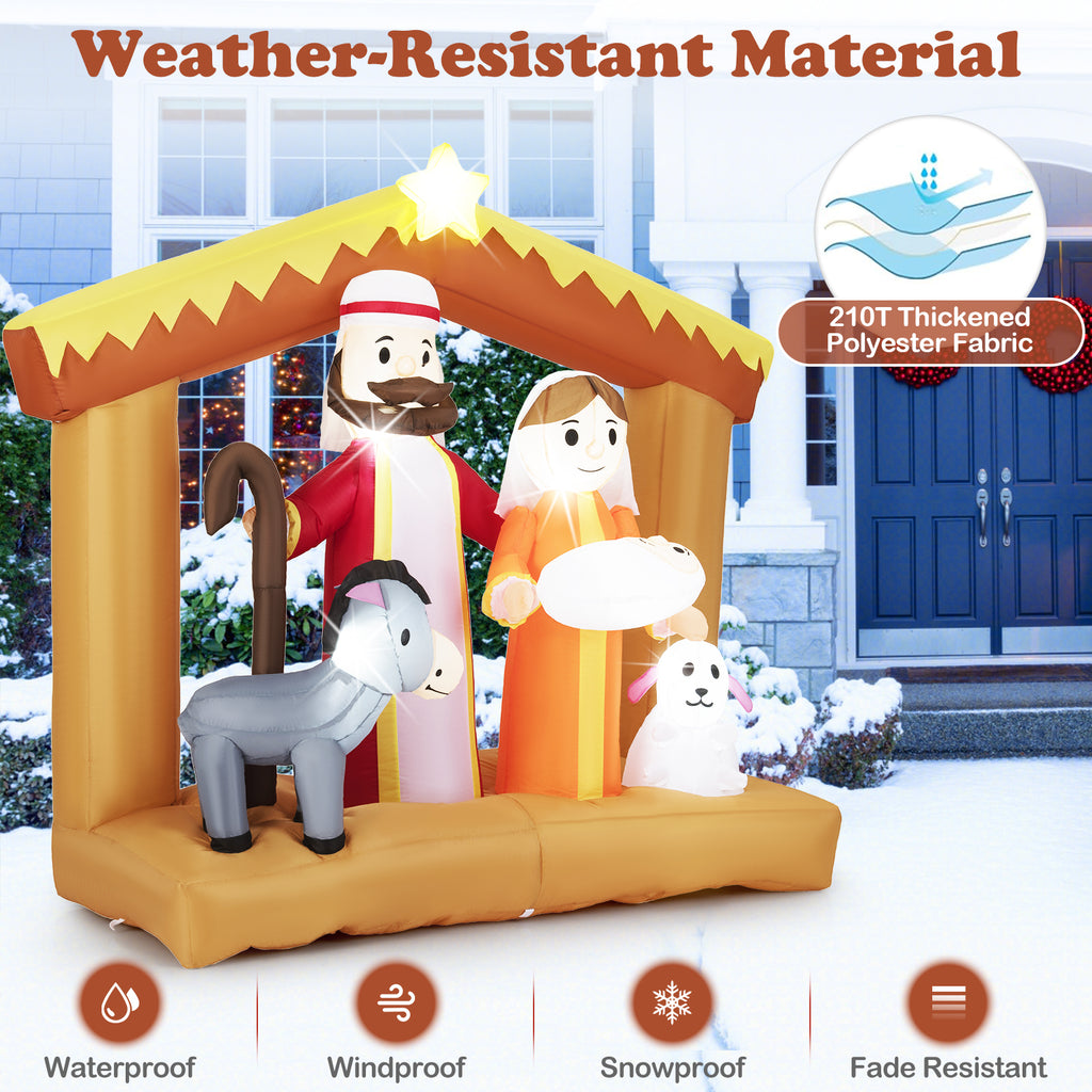 Christmas Inflatable Nativity Scene with LED Lights for Outdoor Decor
