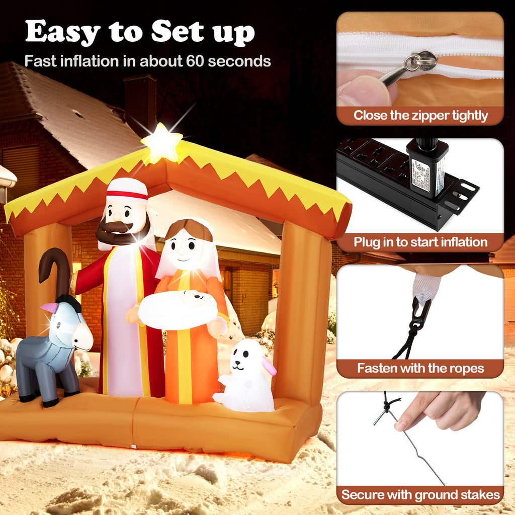 Christmas Inflatable Nativity Scene with LED Lights for Outdoor Decor