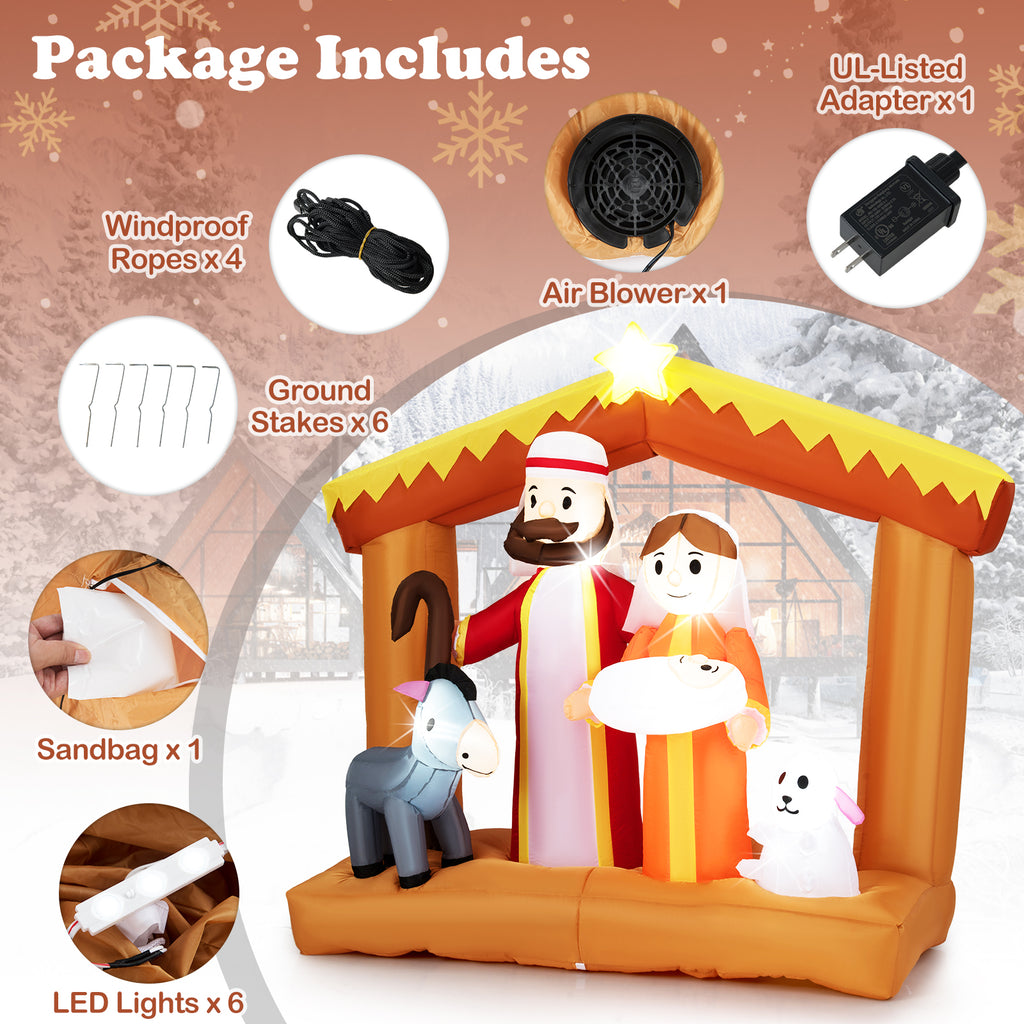 Christmas Inflatable Nativity Scene with LED Lights for Outdoor Decor