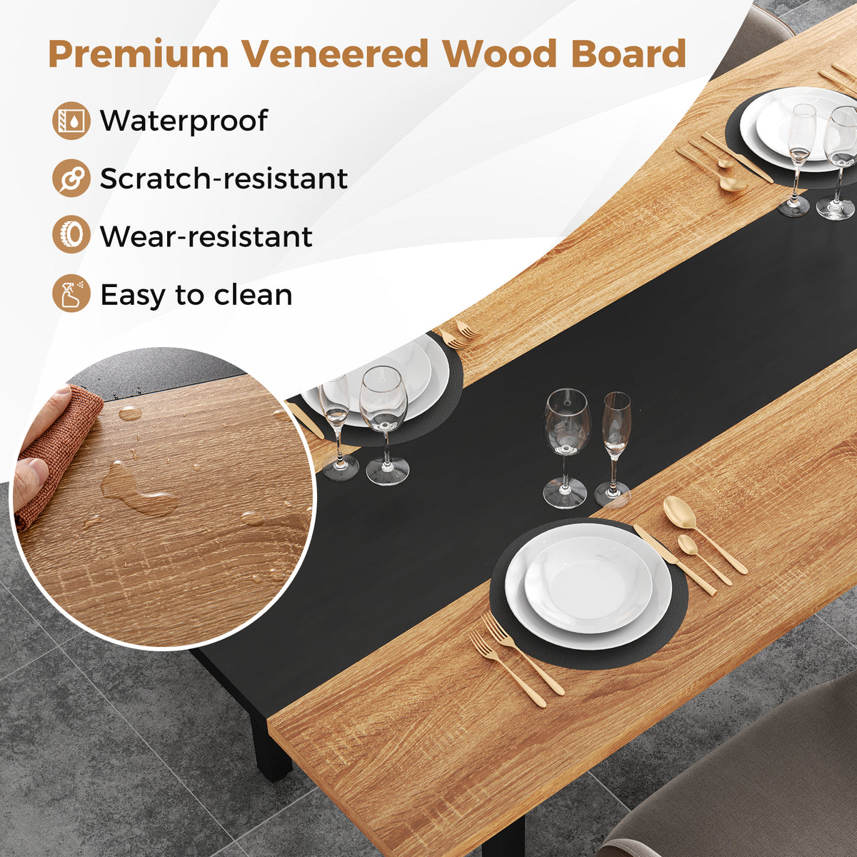 6-Foot Dining Table for 6-8 People, Natural