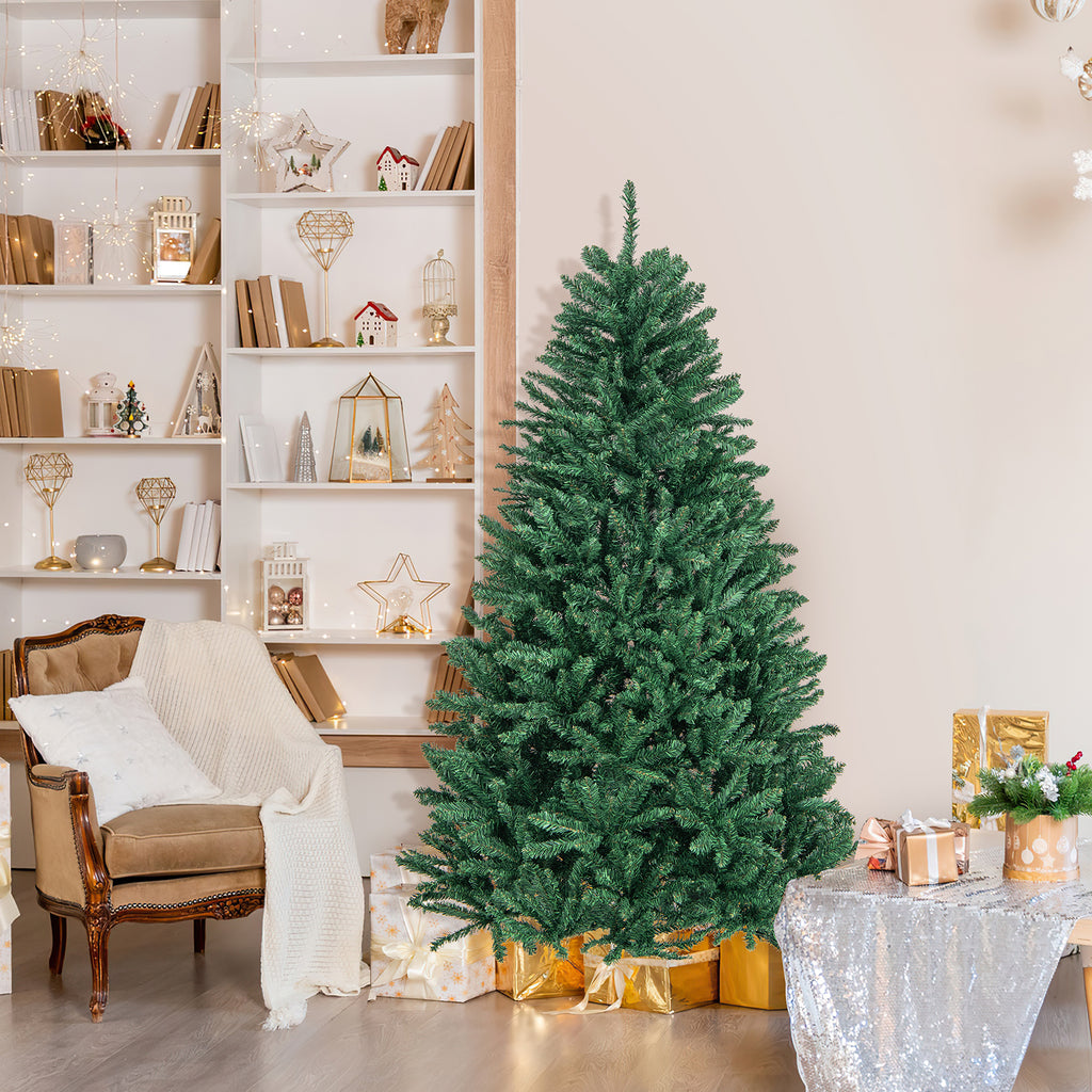 6ft Hinged Artificial Christmas Tree with Metal Stand - Realistic & Durable