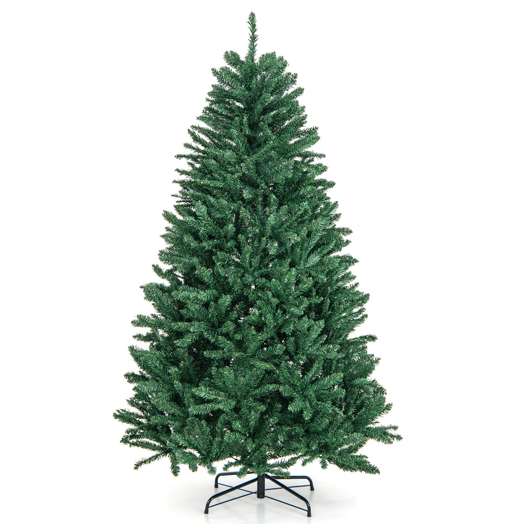 6ft Hinged Artificial Christmas Tree with Metal Stand - Realistic & Durable