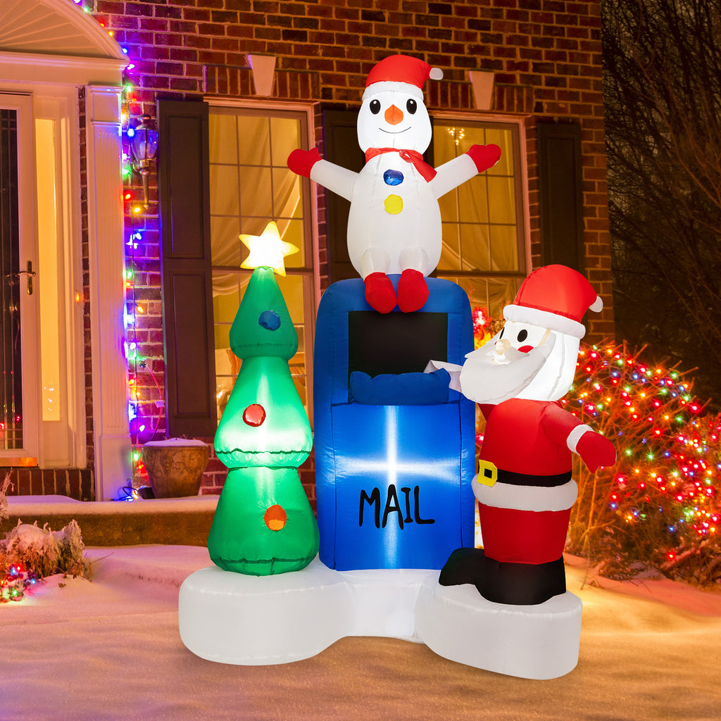 Lighted Christmas Inflatable Mailbox Santa Snowman Tree Yard Decor - Variation of Santa Claus Mailing Letter