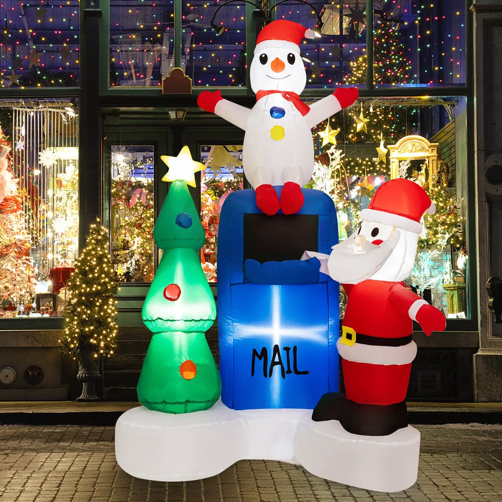 Lighted Christmas Inflatable Mailbox Santa Snowman Tree Yard Decor - Variation of Santa Claus Mailing Letter