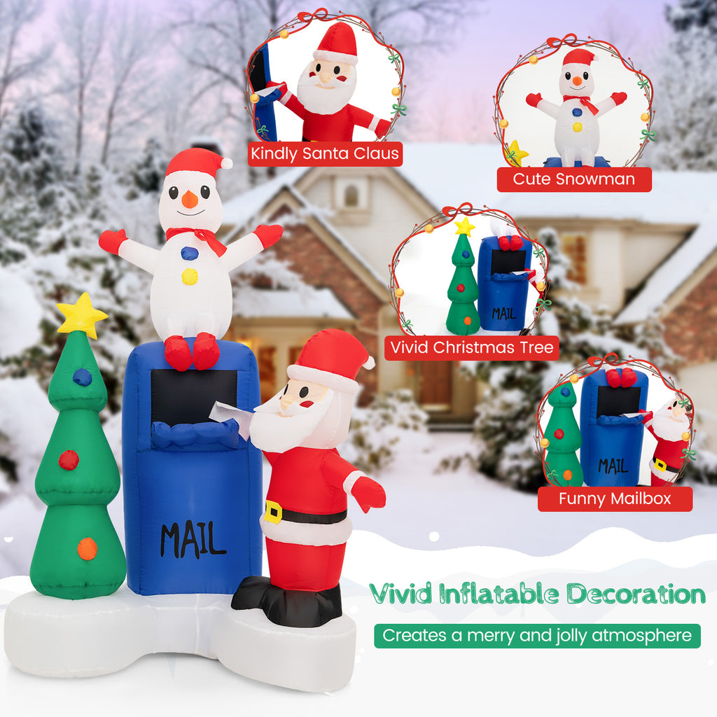 Lighted Christmas Inflatable Mailbox Santa Snowman Tree Yard Decor - Variation of Santa Claus Mailing Letter