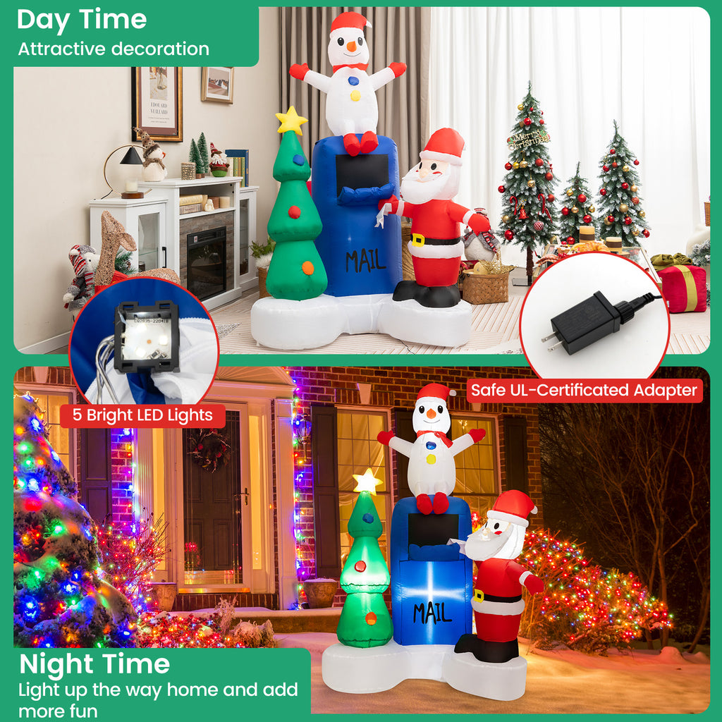 Lighted Christmas Inflatable Mailbox Santa Snowman Tree Yard Decor - Variation of Santa Claus Mailing Letter