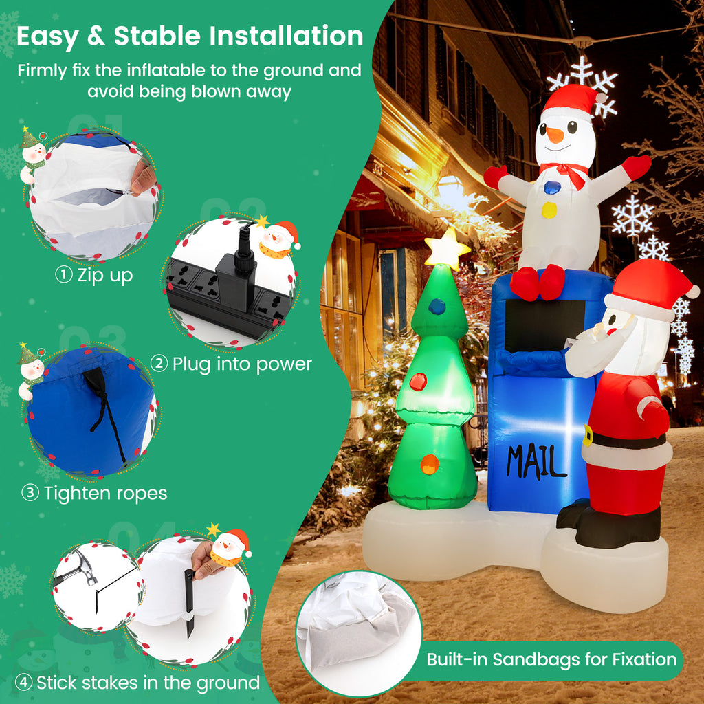 Lighted Christmas Inflatable Mailbox Santa Snowman Tree Yard Decor - Variation of Santa Claus Mailing Letter