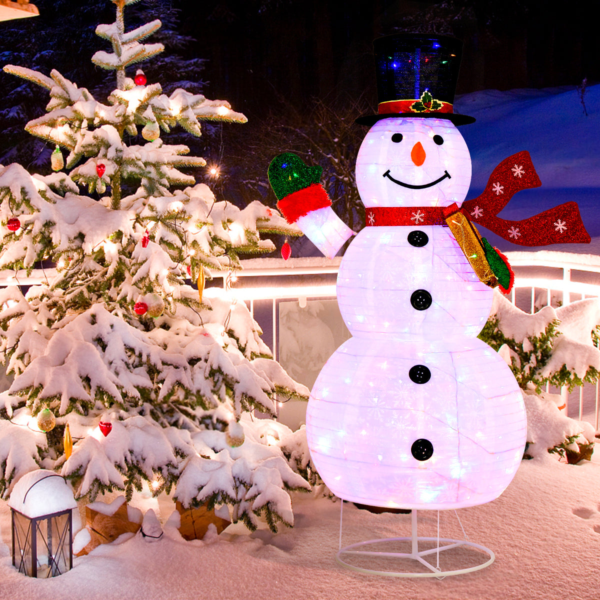 Lighted Christmas Snowman Decor with 180 Colorful LED Lights & Remote