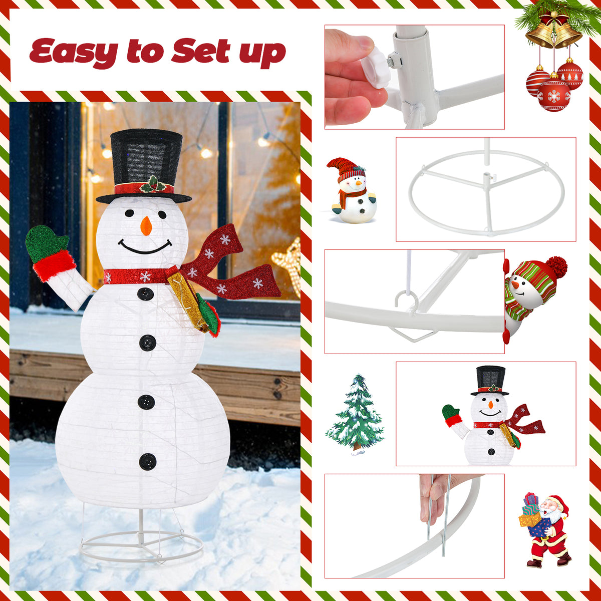 Lighted Christmas Snowman Decor with 180 Colorful LED Lights & Remote