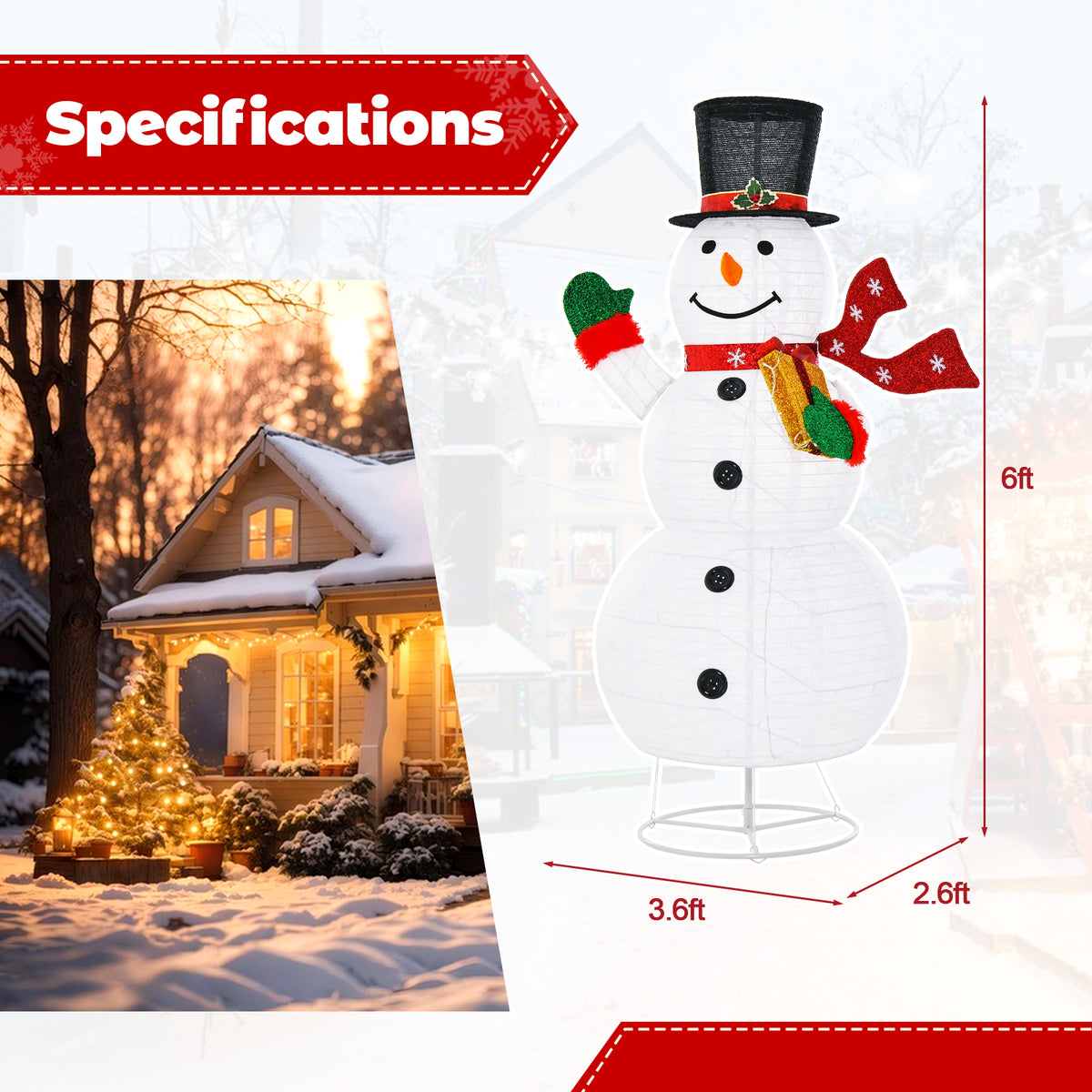 Lighted Christmas Snowman Decor with 180 Colorful LED Lights & Remote