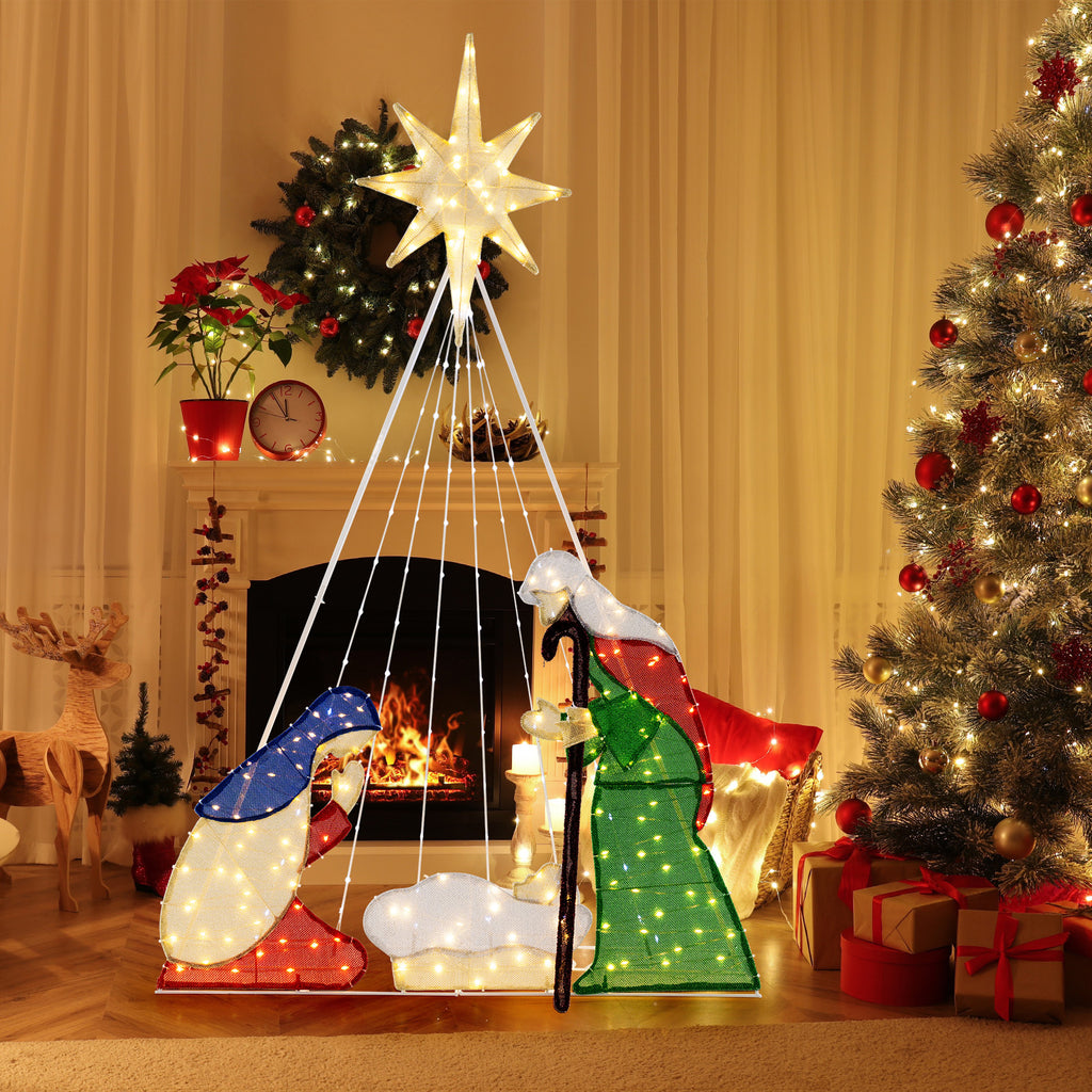 6 Ft Lighted Nativity Scene with 240 LED Lights & 3.6 x 1 x 6 ft Variation