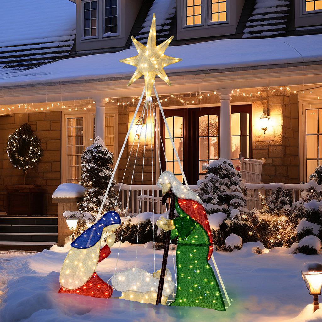 6 Ft Lighted Nativity Scene with 240 LED Lights & 3.6 x 1 x 6 ft Variation