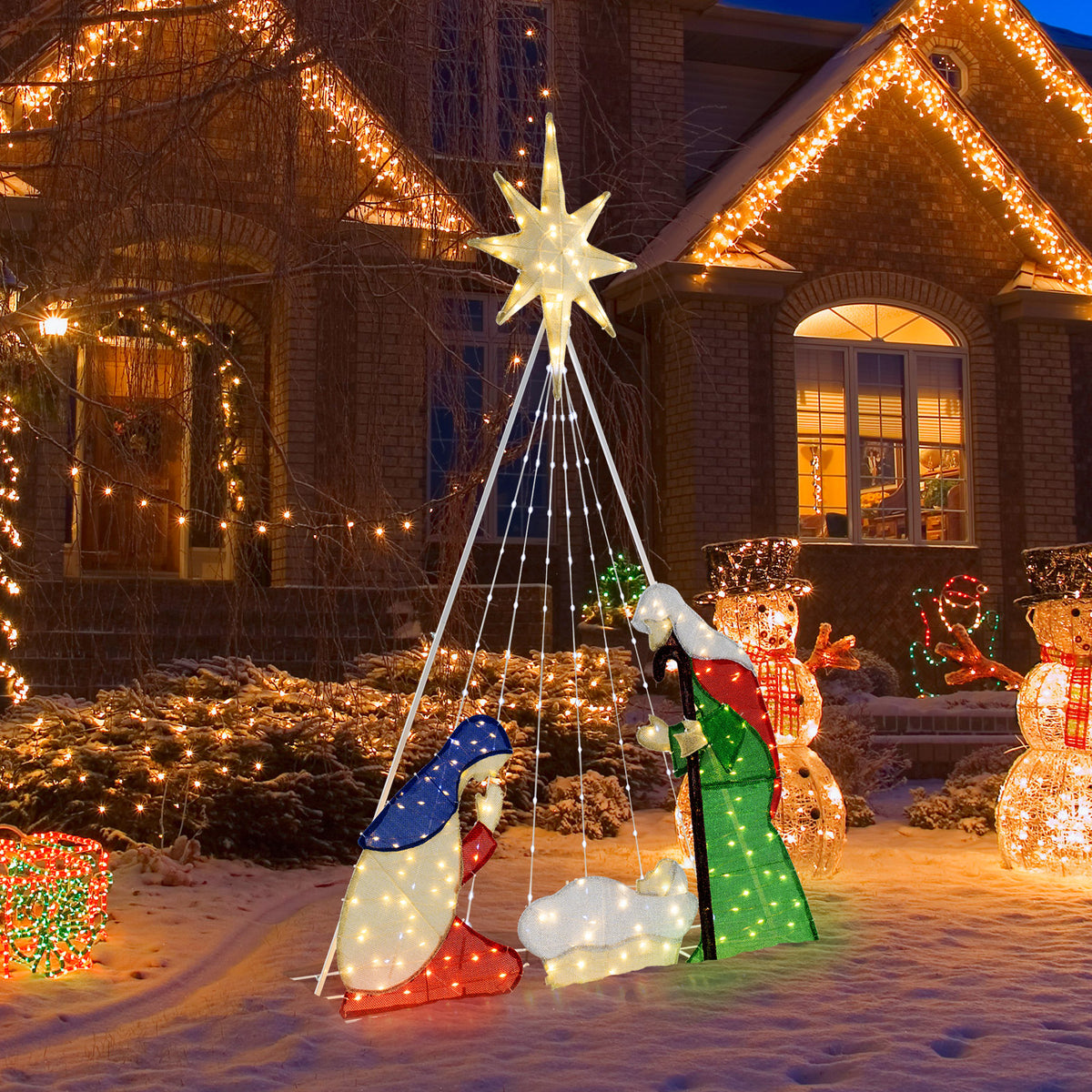 6 Ft Lighted Nativity Scene with 240 LED Lights & 3.6 x 1 x 6 ft Variation