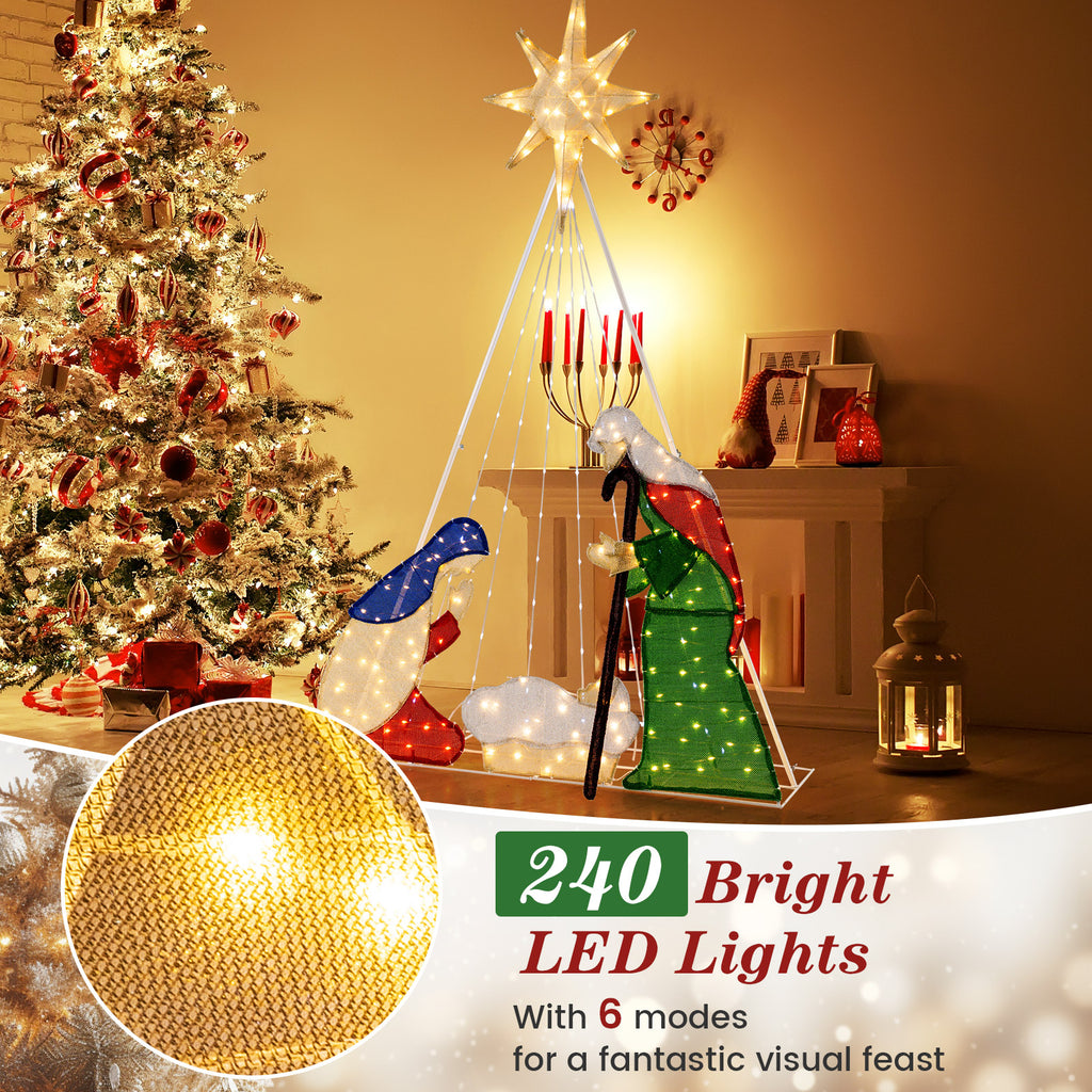 6 Ft Lighted Nativity Scene with 240 LED Lights & 3.6 x 1 x 6 ft Variation