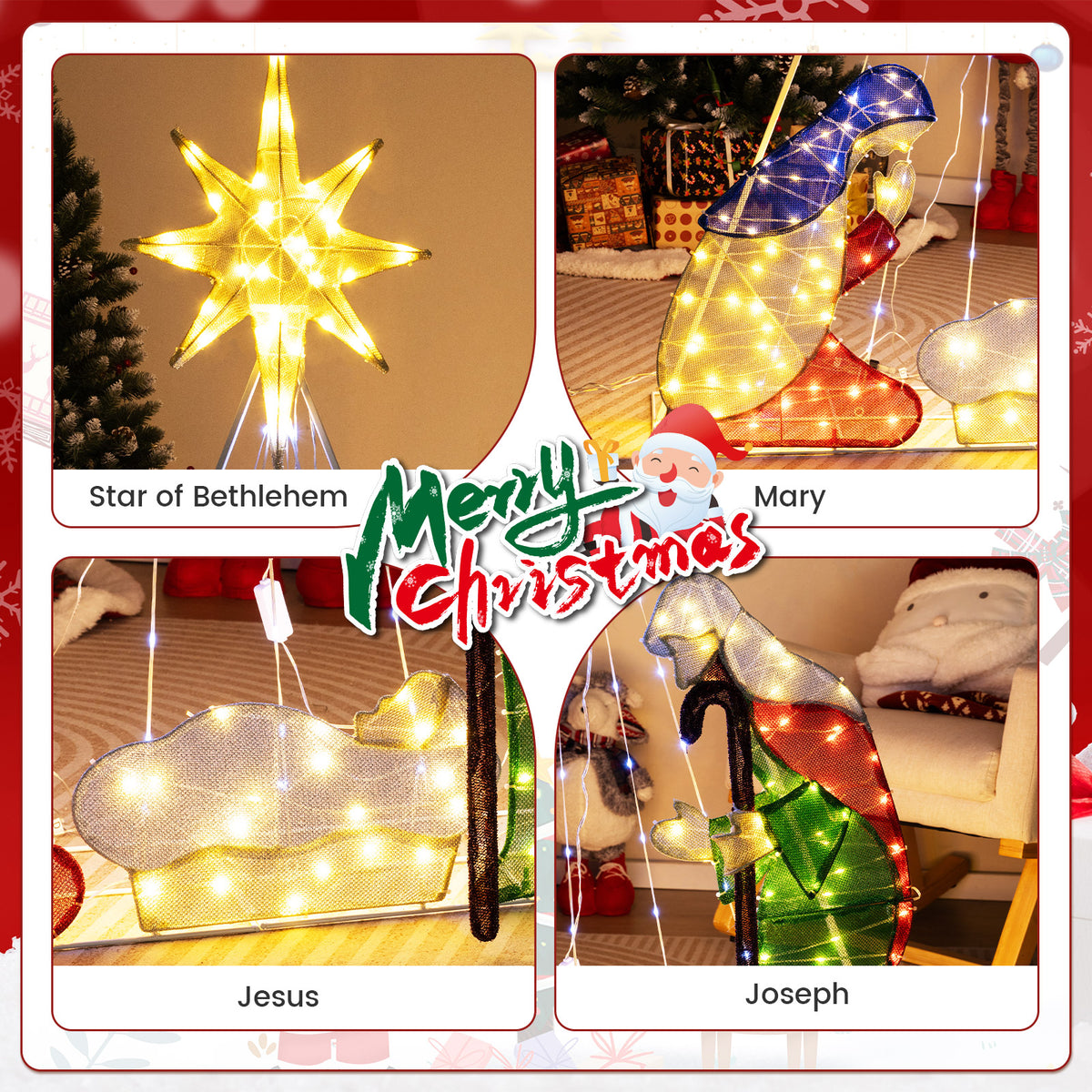 6 Ft Lighted Nativity Scene with 240 LED Lights & 3.6 x 1 x 6 ft Variation