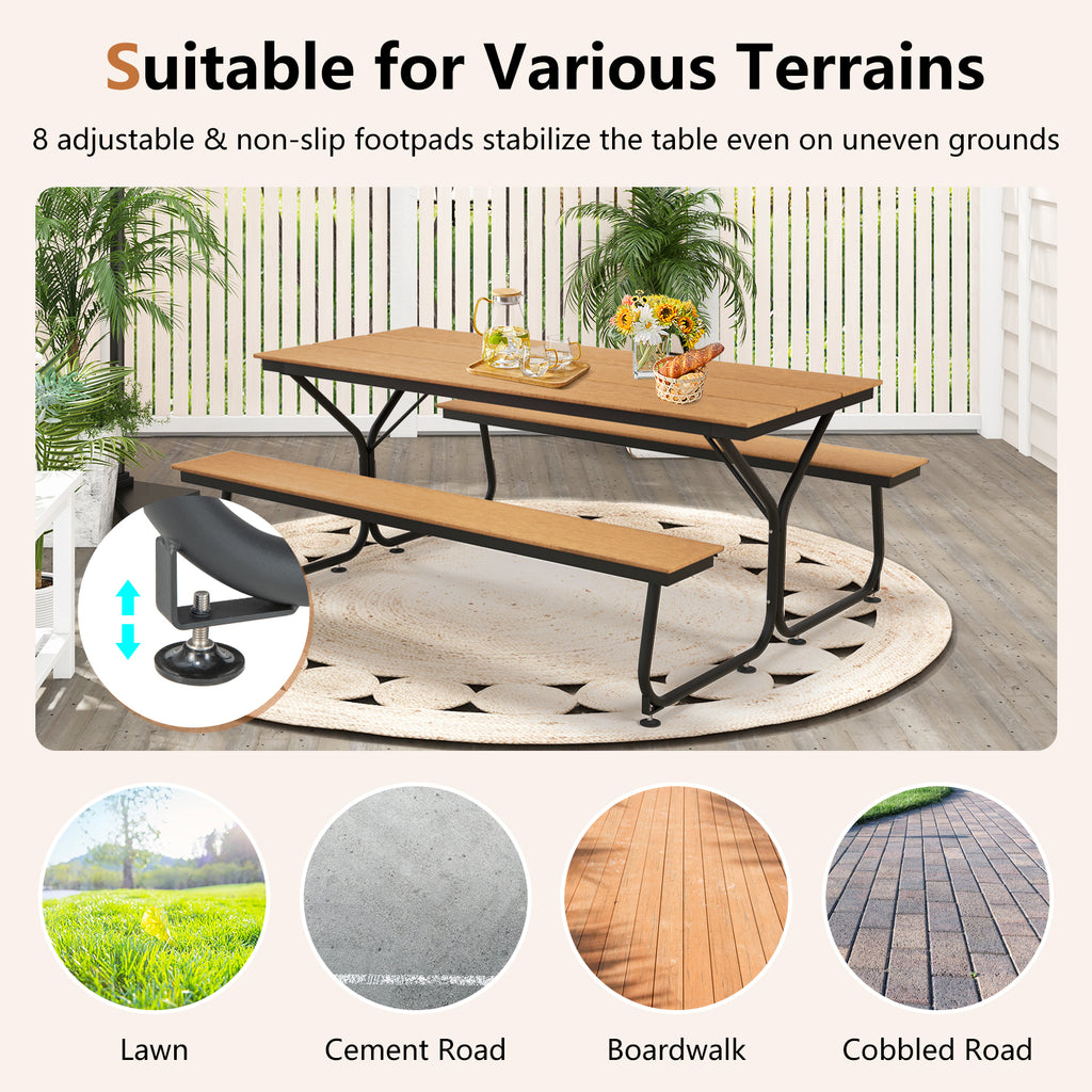 6 Feet Outdoor Picnic Table Bench Set for 6-8 People