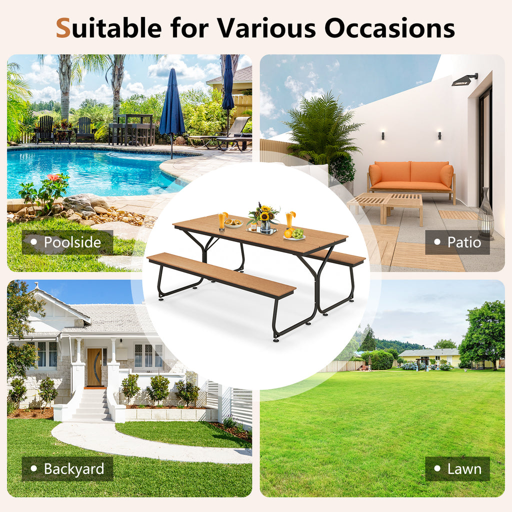 6 Feet Outdoor Picnic Table Bench Set for 6-8 People