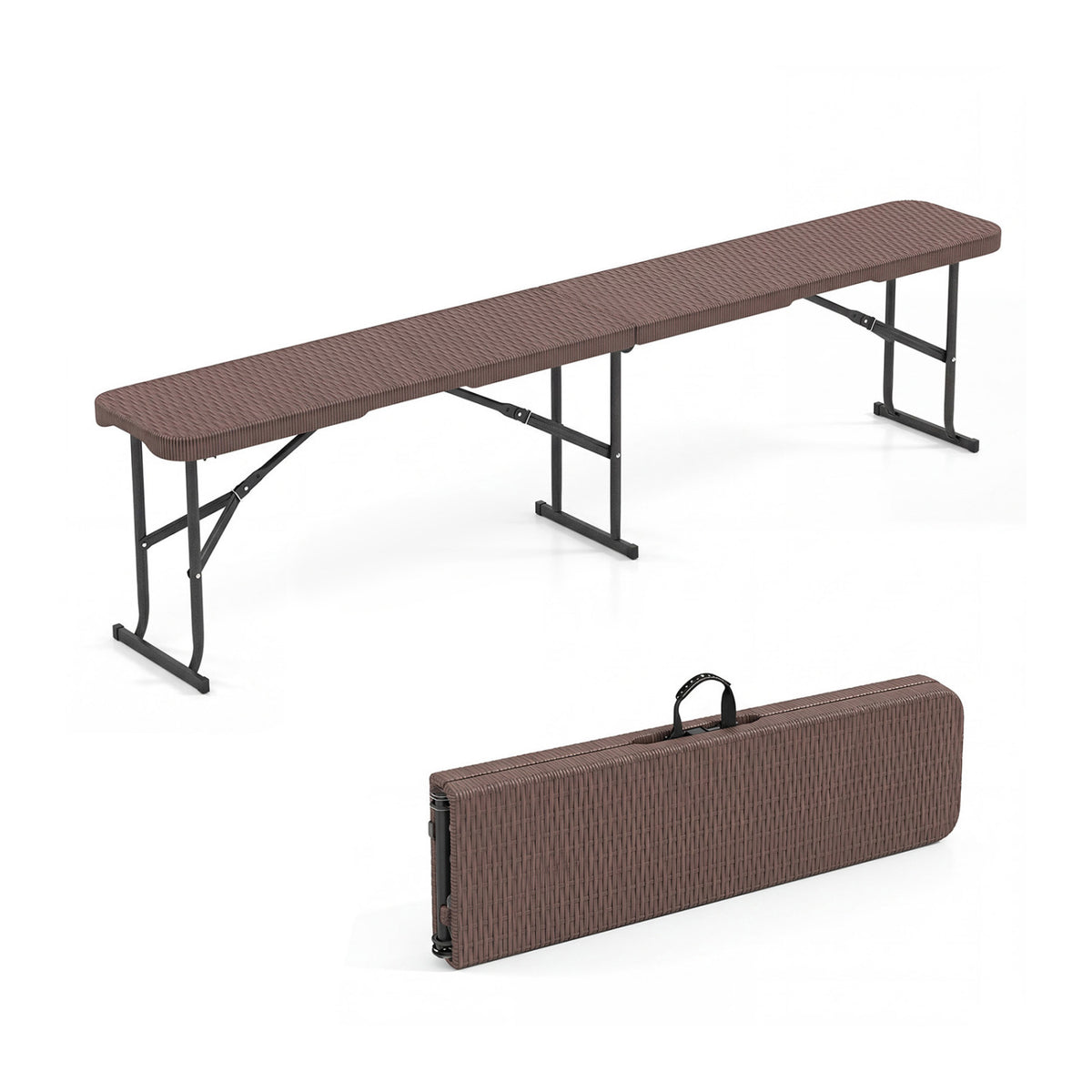 6 Feet Plastic Folding Bench Picnic Camping Dining Seat with Carrying