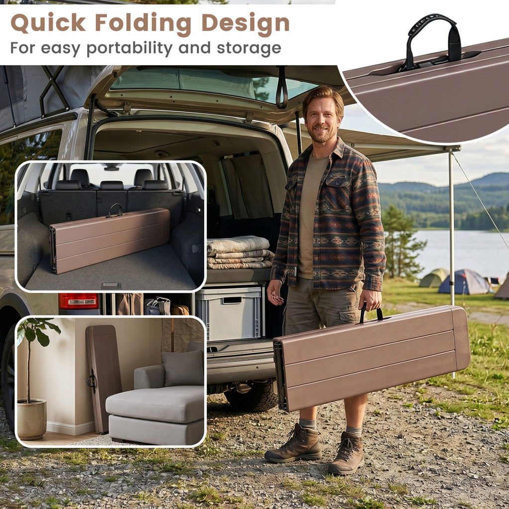 6 ft Folding Picnic Bench with Carrying Handle - Coffee