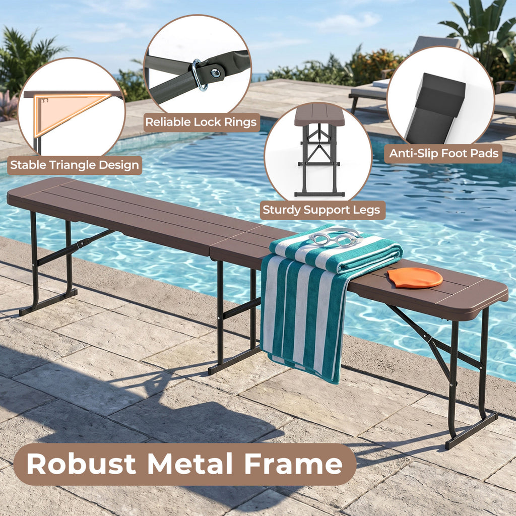 6 ft Folding Picnic Bench with Carrying Handle - Coffee