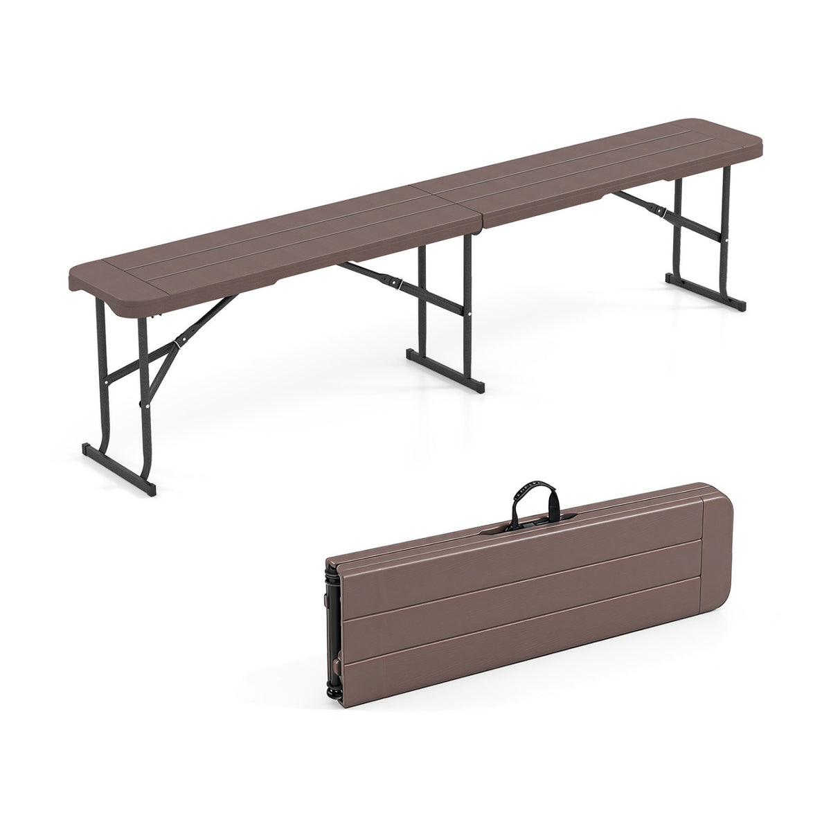 6 ft Folding Picnic Bench with Carrying Handle - Coffee