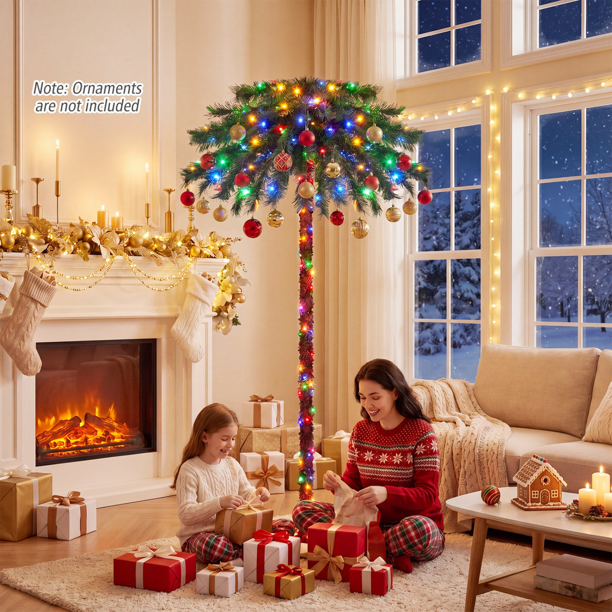 6 Feet Pre-Lit Artificial Tropical Christmas Palm Tree with Multi-Color Lights - Variation of THIS Listing