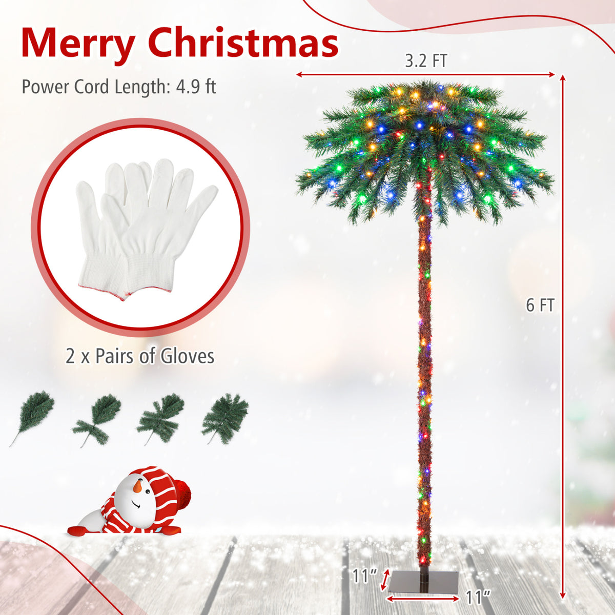 6 Feet Pre-Lit Artificial Tropical Christmas Palm Tree with Multi-Color Lights - Variation of THIS Listing