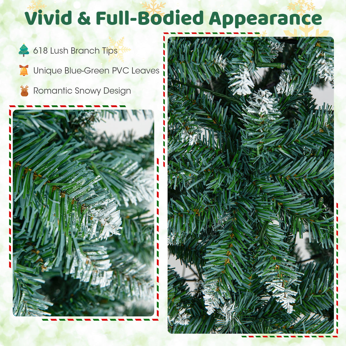 6 Feet Pre-Lit Artificial Christmas Tree with Snowy Tips & LED Lights - Costway Variation