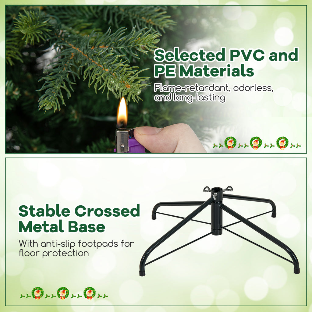 6 Ft Pre-Lit Artificial Christmas Tree with Warm White LED Lights - Realistic Branch Tips