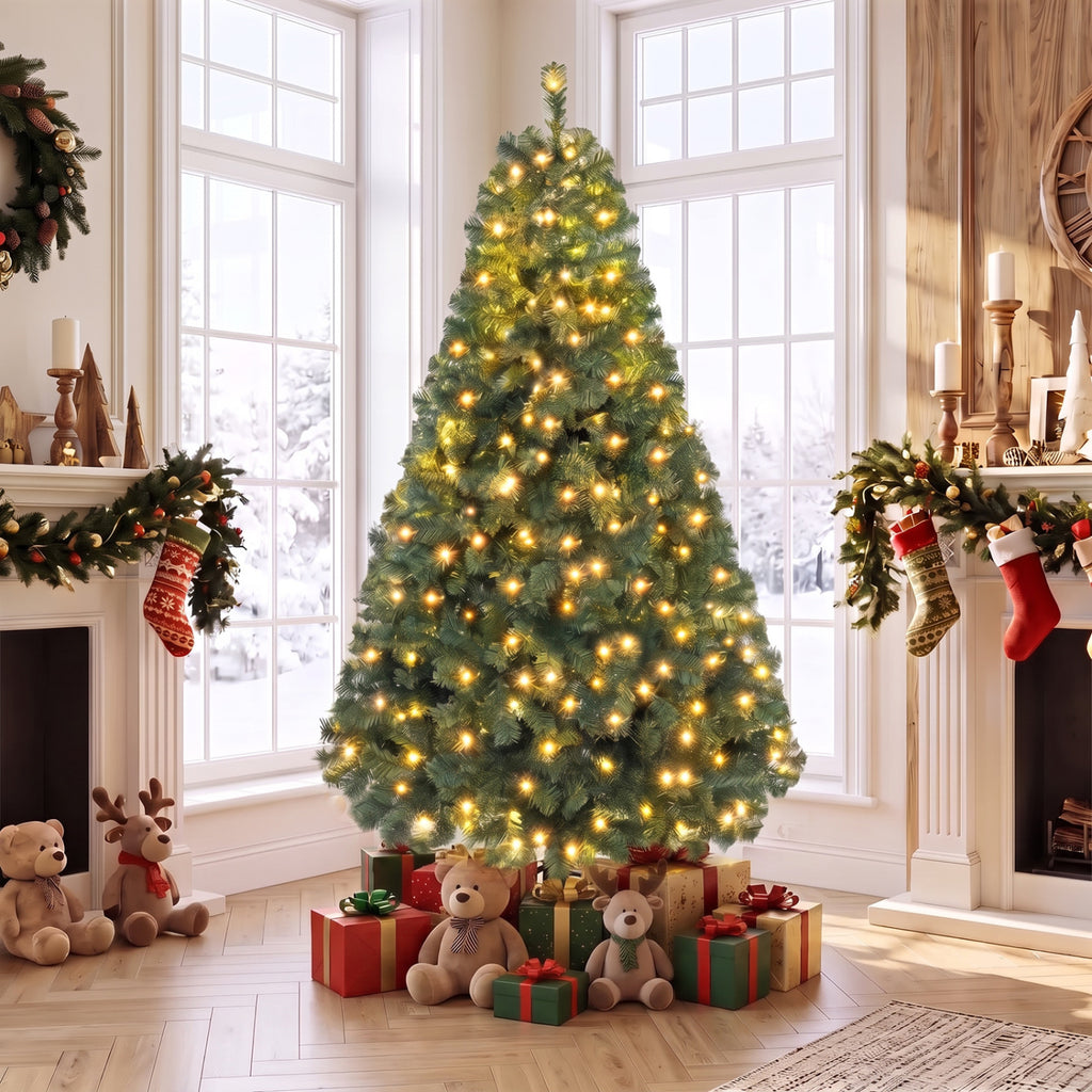 Green 6 Feet Pre-lit Artificial Christmas Tree with LED Lights - Easy Setup