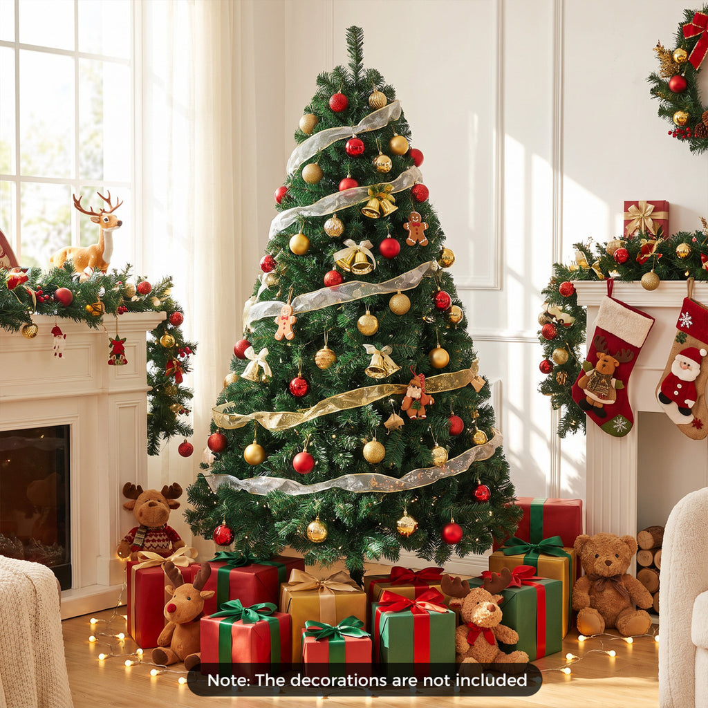 Green 6 Feet Pre-lit Artificial Christmas Tree with LED Lights - Easy Setup