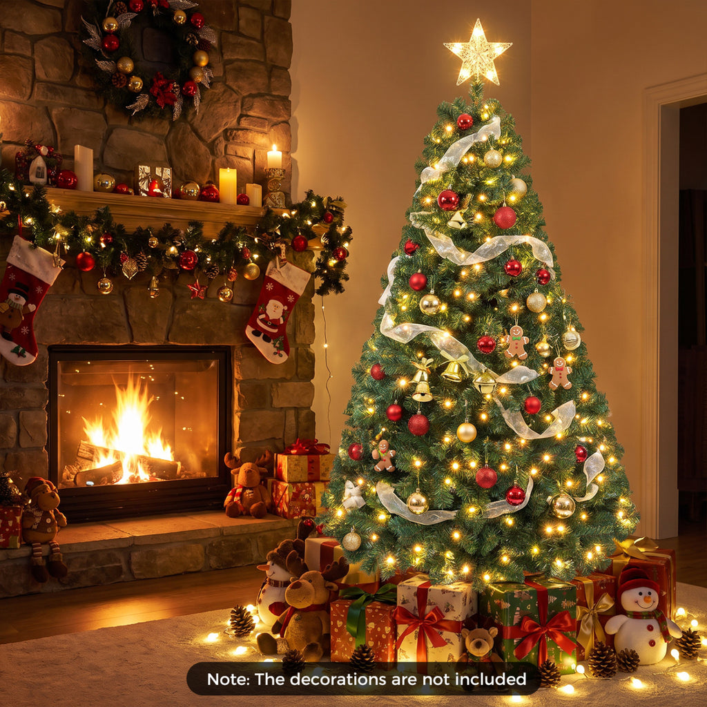 Green 6 Feet Pre-lit Artificial Christmas Tree with LED Lights - Easy Setup