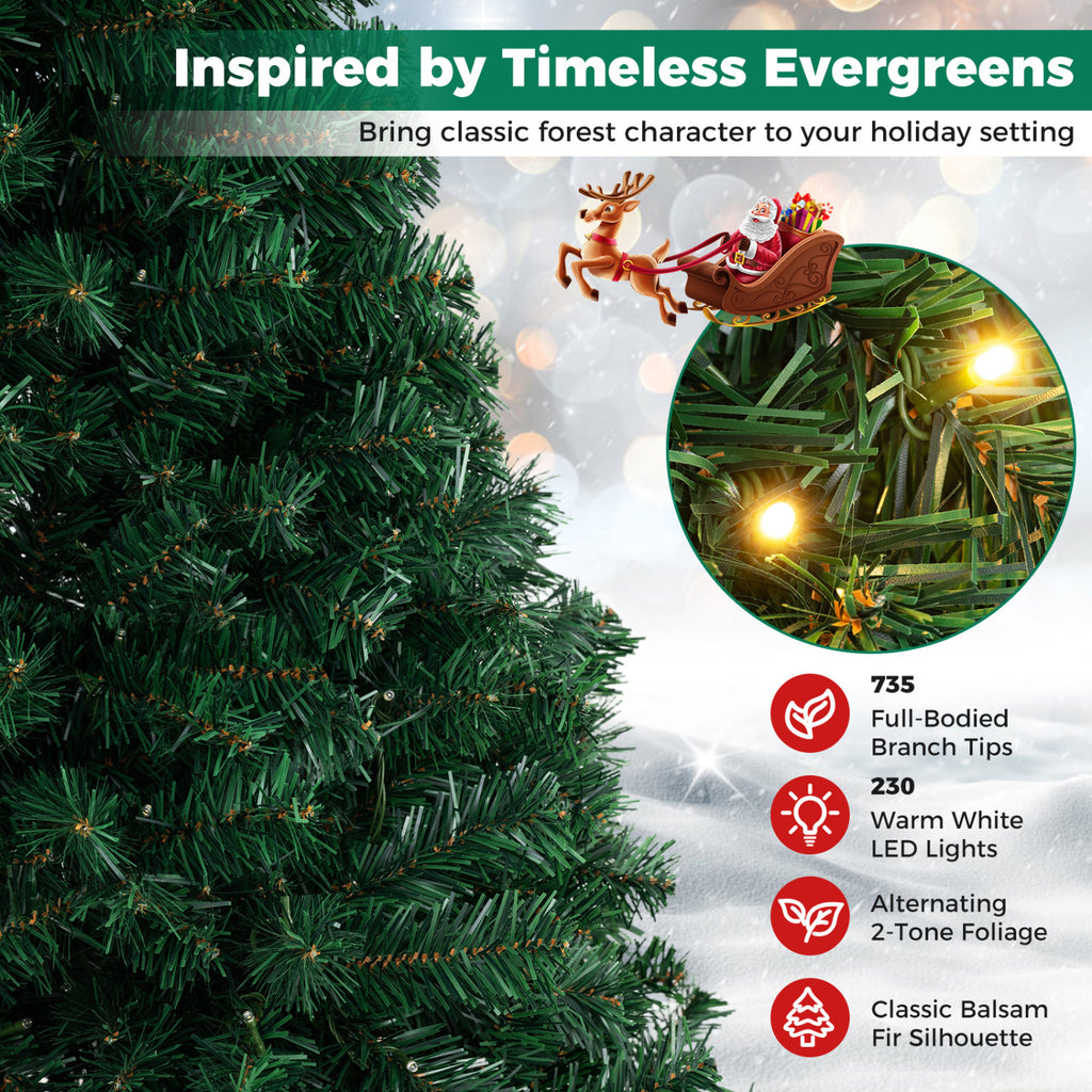 Green 6 Feet Pre-lit Artificial Christmas Tree with LED Lights - Easy Setup