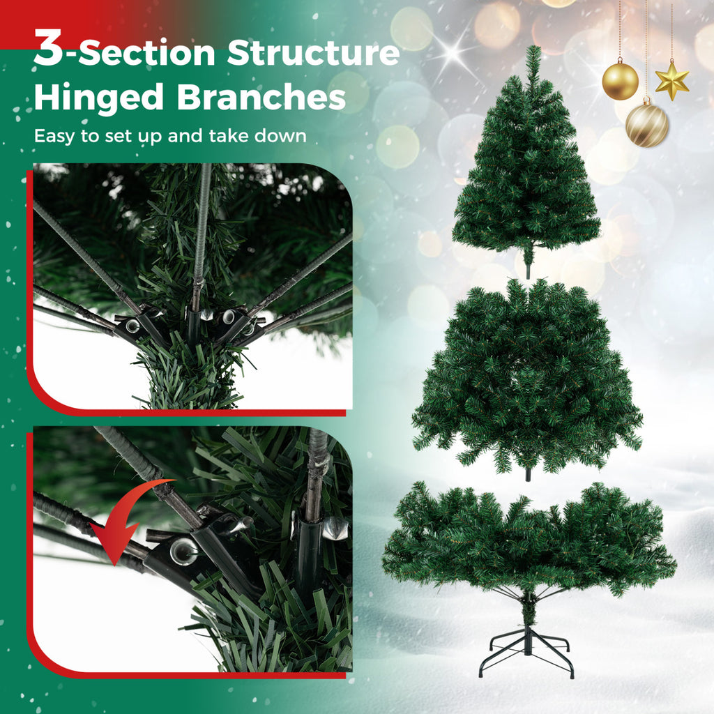Green 6 Feet Pre-lit Artificial Christmas Tree with LED Lights - Easy Setup