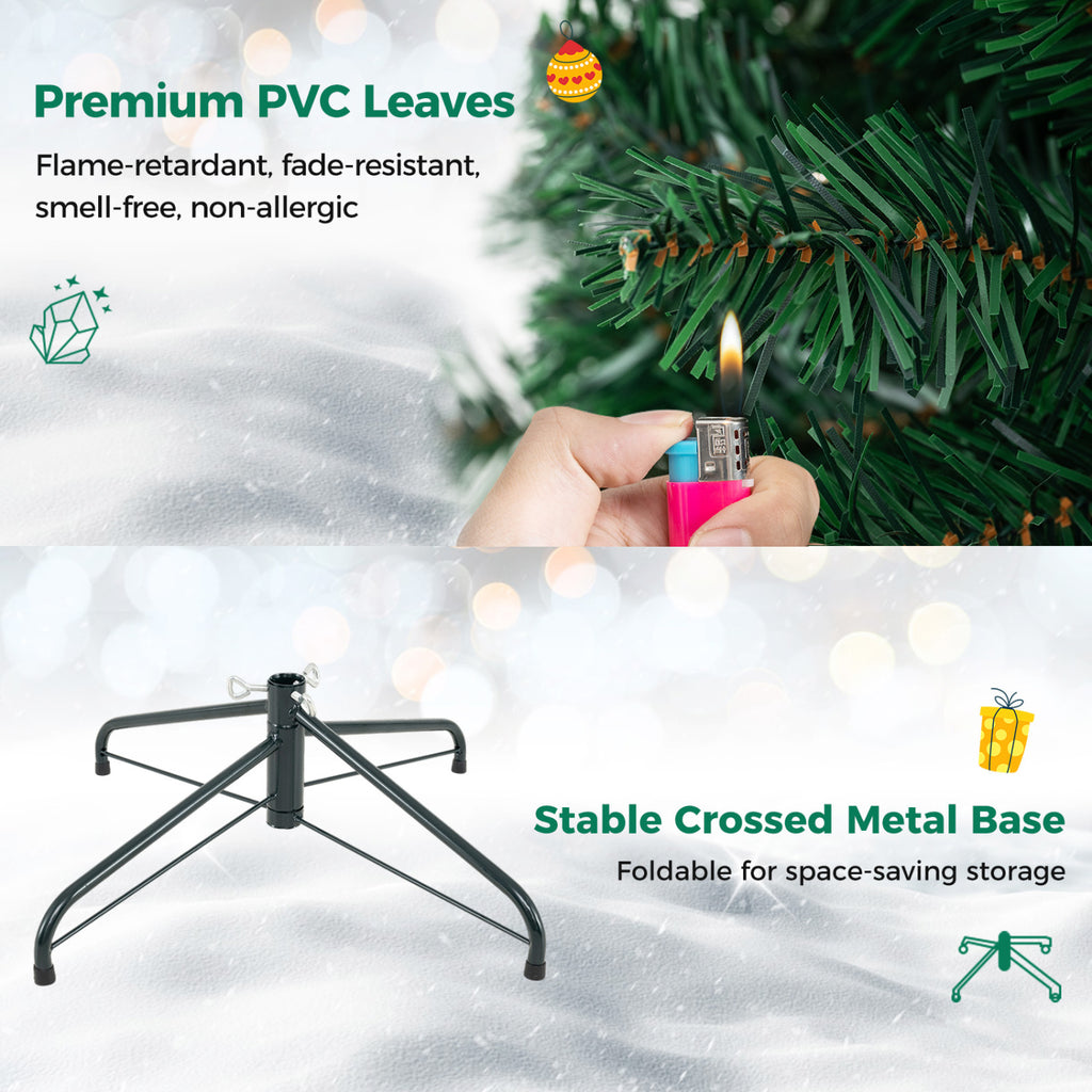 Green 6 Feet Pre-lit Artificial Christmas Tree with LED Lights - Easy Setup