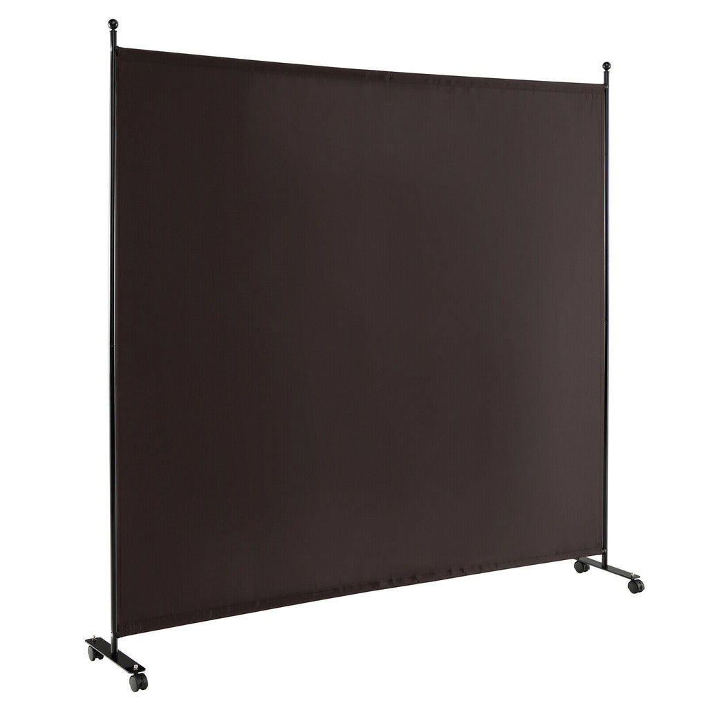 6 Feet Single Panel Rolling Room Divider with Wheels - Dark Gray