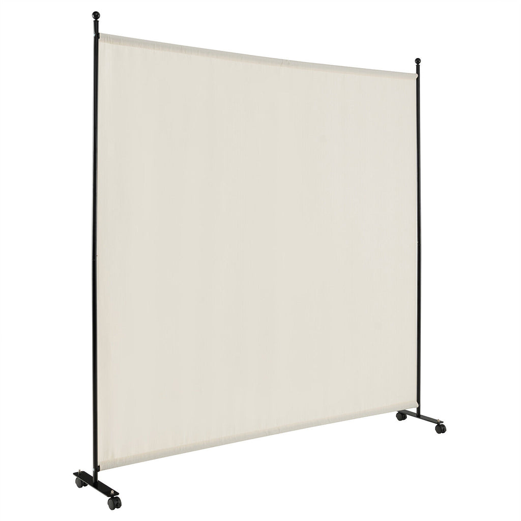 6 Feet Single Panel Rolling Room Divider with Wheels - Dark Gray