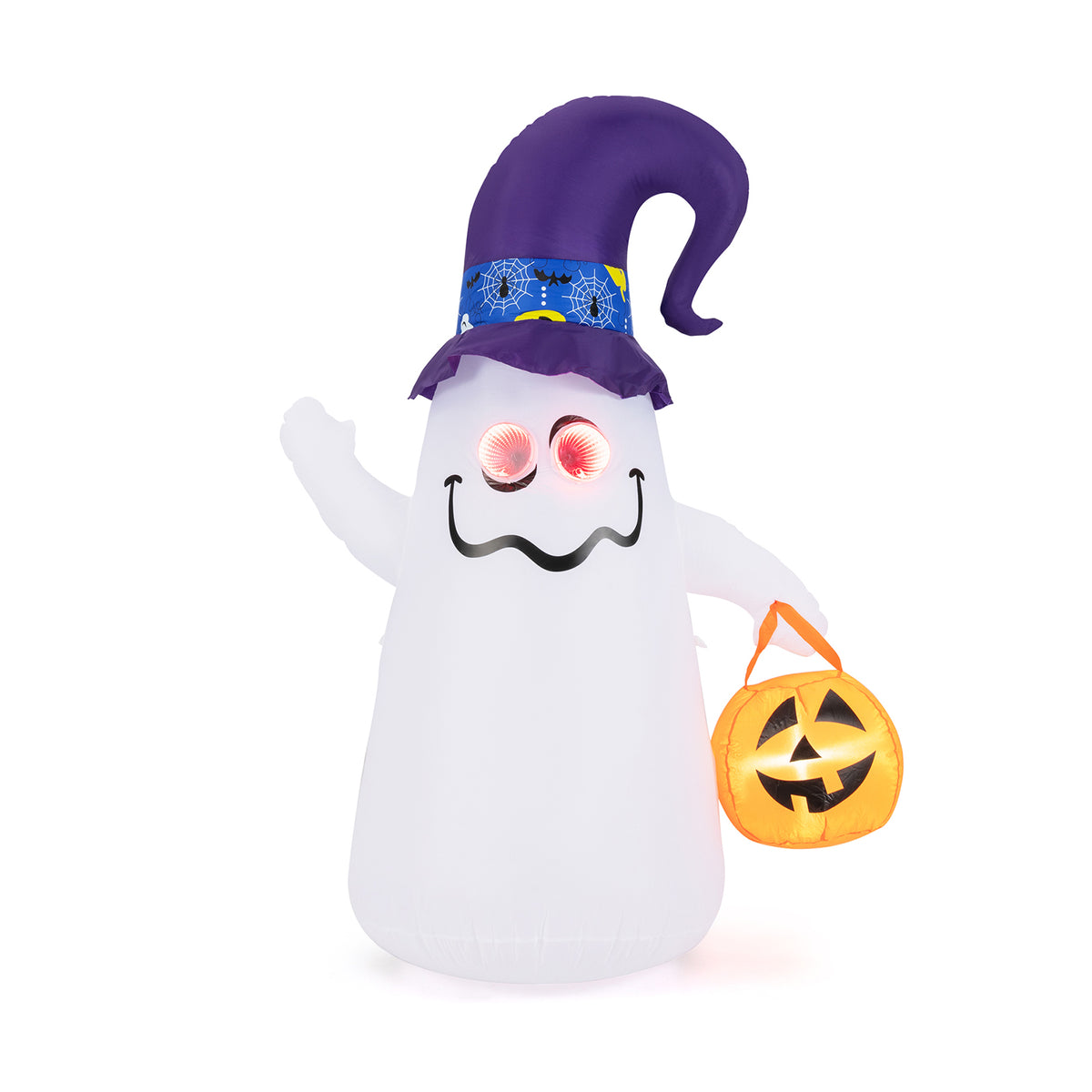 6 Ft Halloween Inflatable Ghost with Jack-O-Lantern & Dimming Infinity Mirror Light - Costway