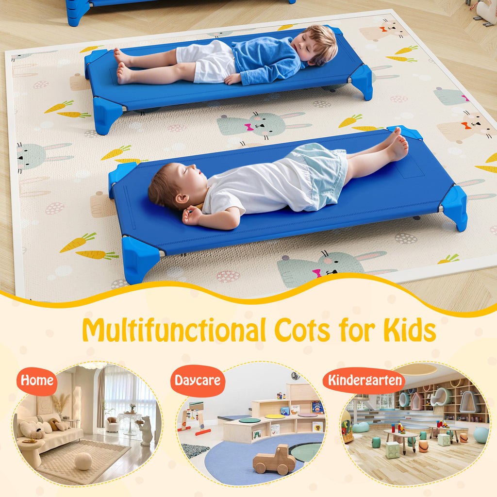 Pack of 6 Stackable Child Daycare Cots 52 Inch Blue - Kids Sleeping Bed