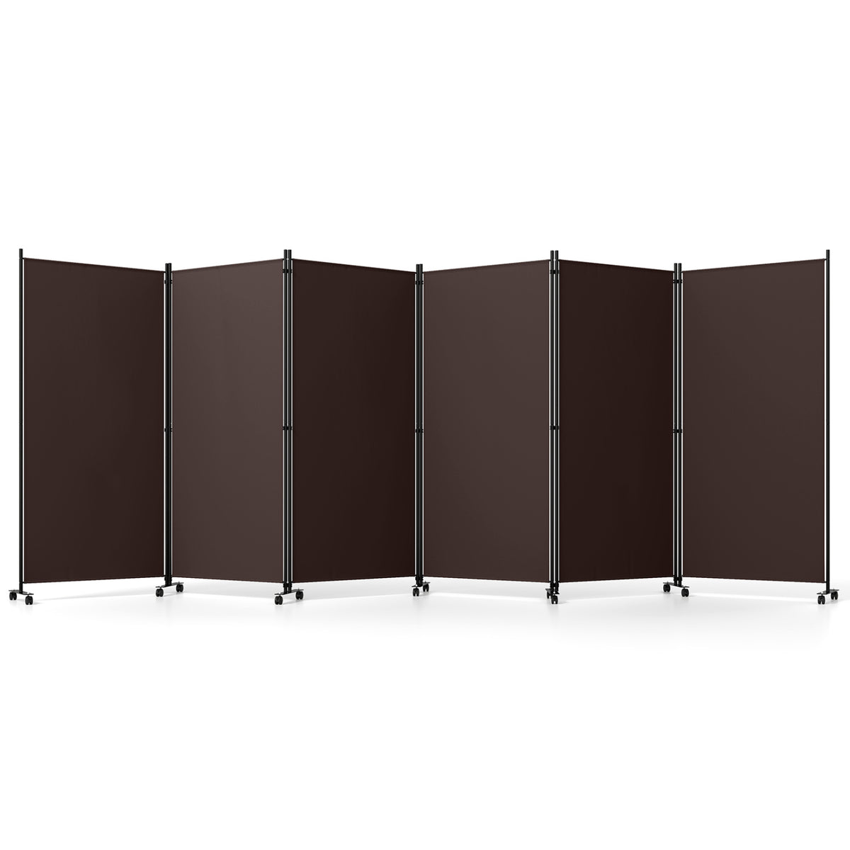 6 Panel Folding Privacy Screen Room Divider with Wheels - Coffee Variation