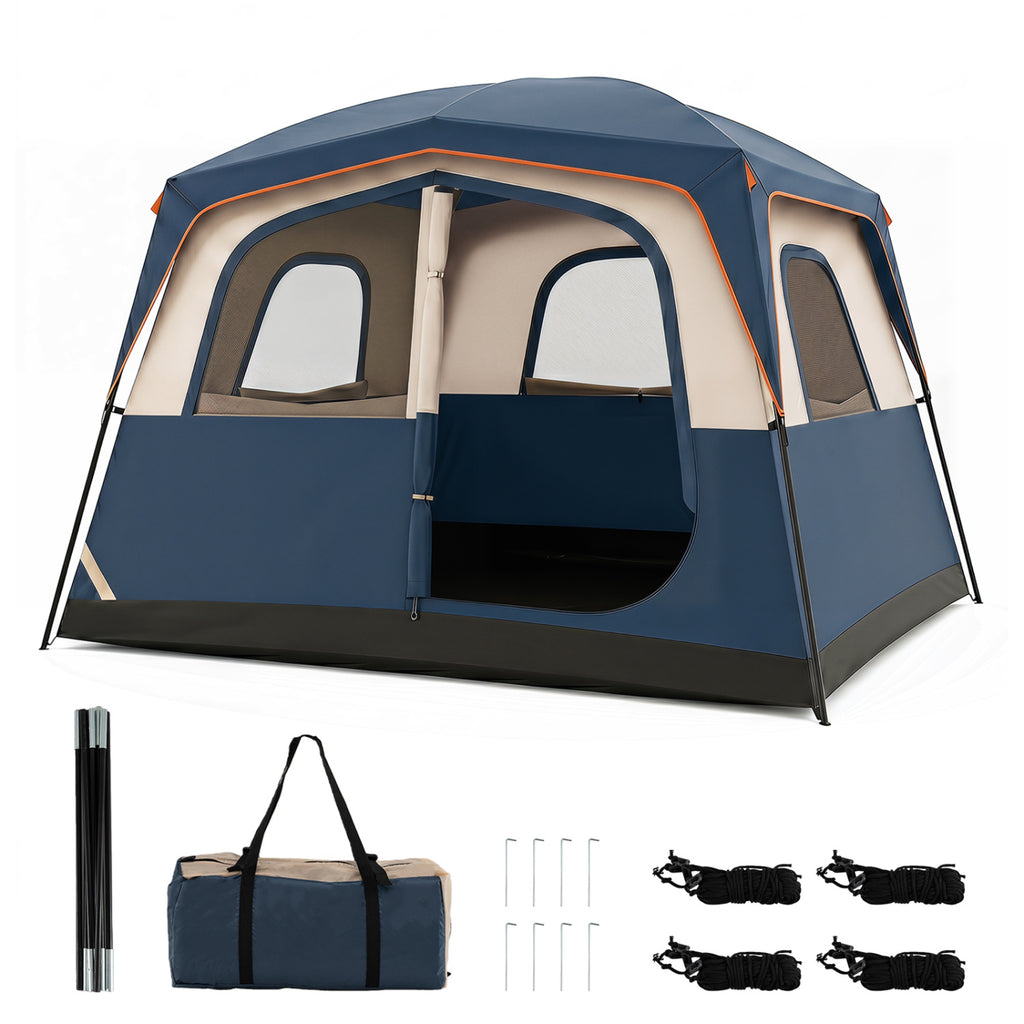 6-Person Camping Tent Easy Setup Family Cabin with Top Rainfly Mesh