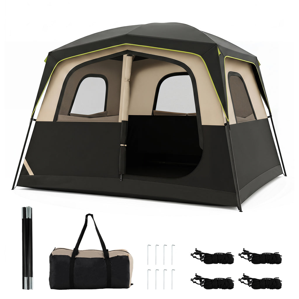 6-Person Camping Tent Easy Setup Family Cabin with Top Rainfly Mesh