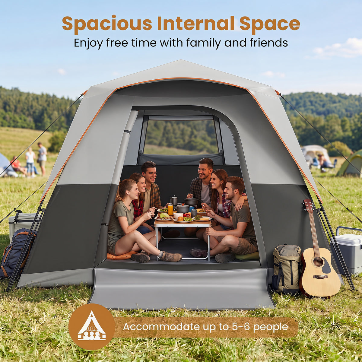 6-Person Outdoor Camping Tent Blackout Easy Setup Instant Cabin with