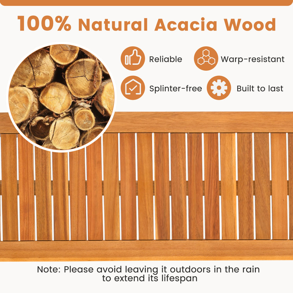 6 Pieces Outdoor Acacia Wood Dining Set with Umbrella Hole