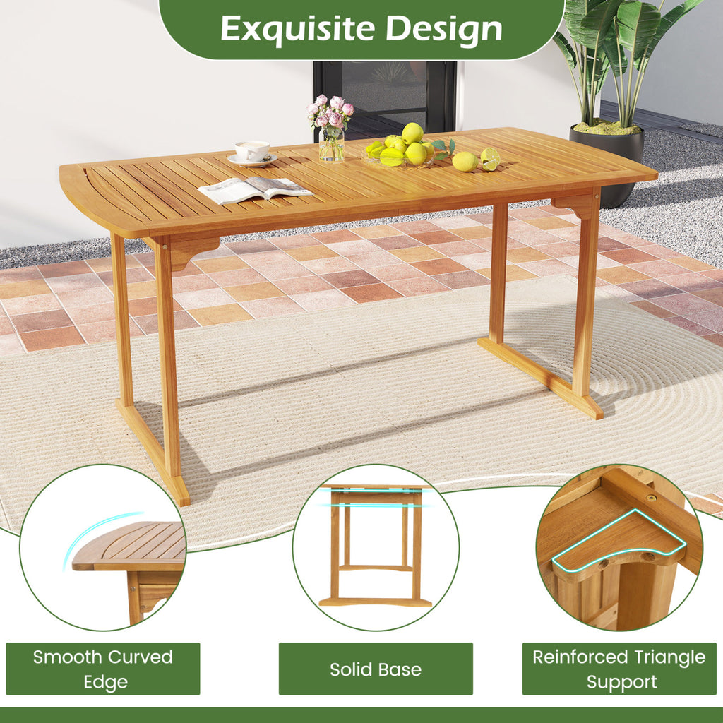 6 Pieces Outdoor Acacia Wood Dining Set with Umbrella Hole